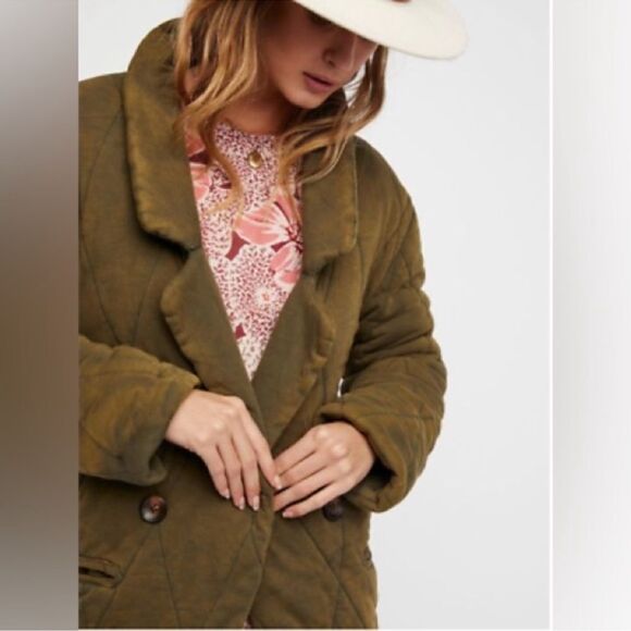 Free People Tawny Pillow Puffer Jacket Coat Washed Green Oversized Size Small - Picture 3 of 11